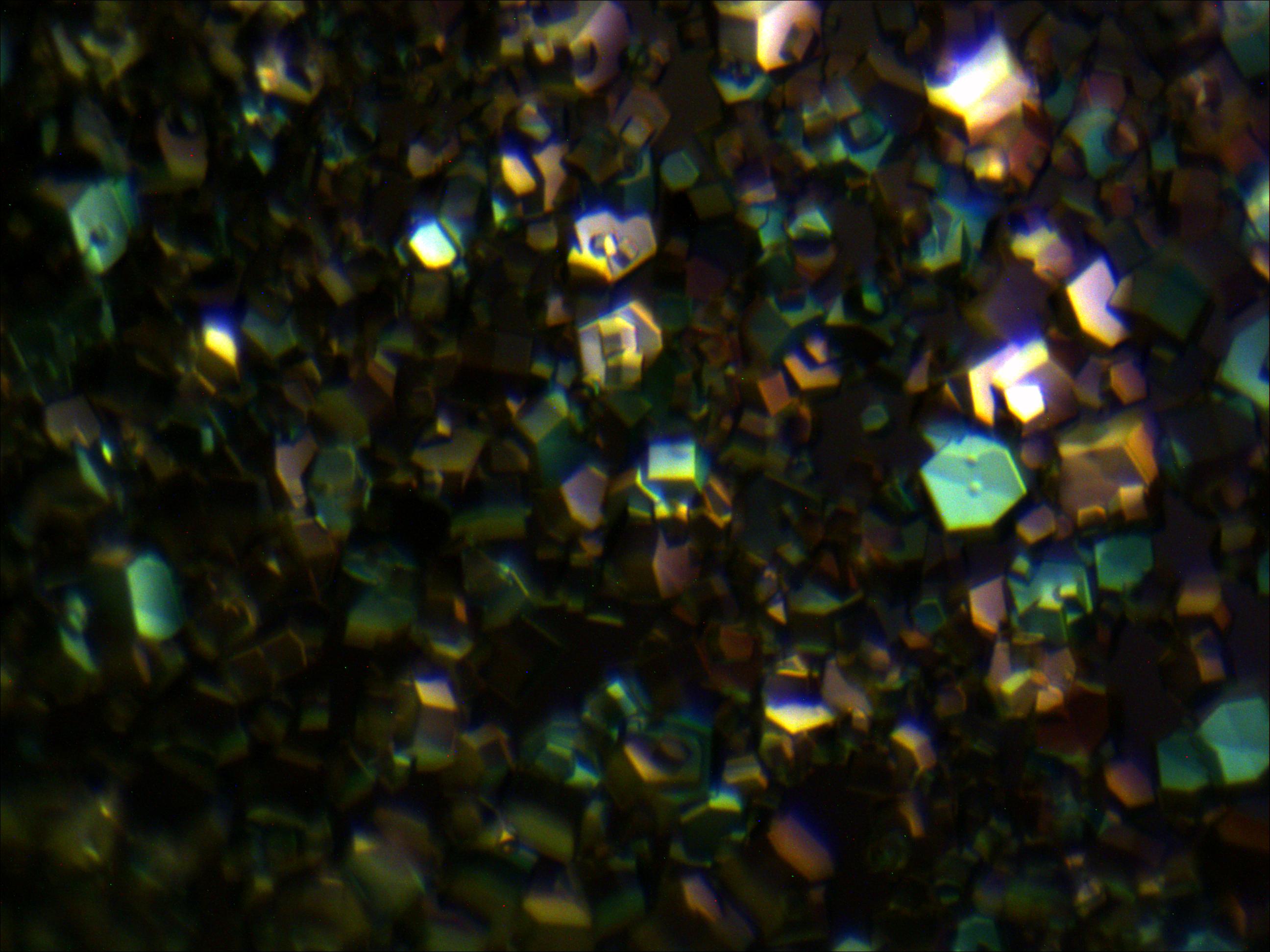 Crystal structures on dark background