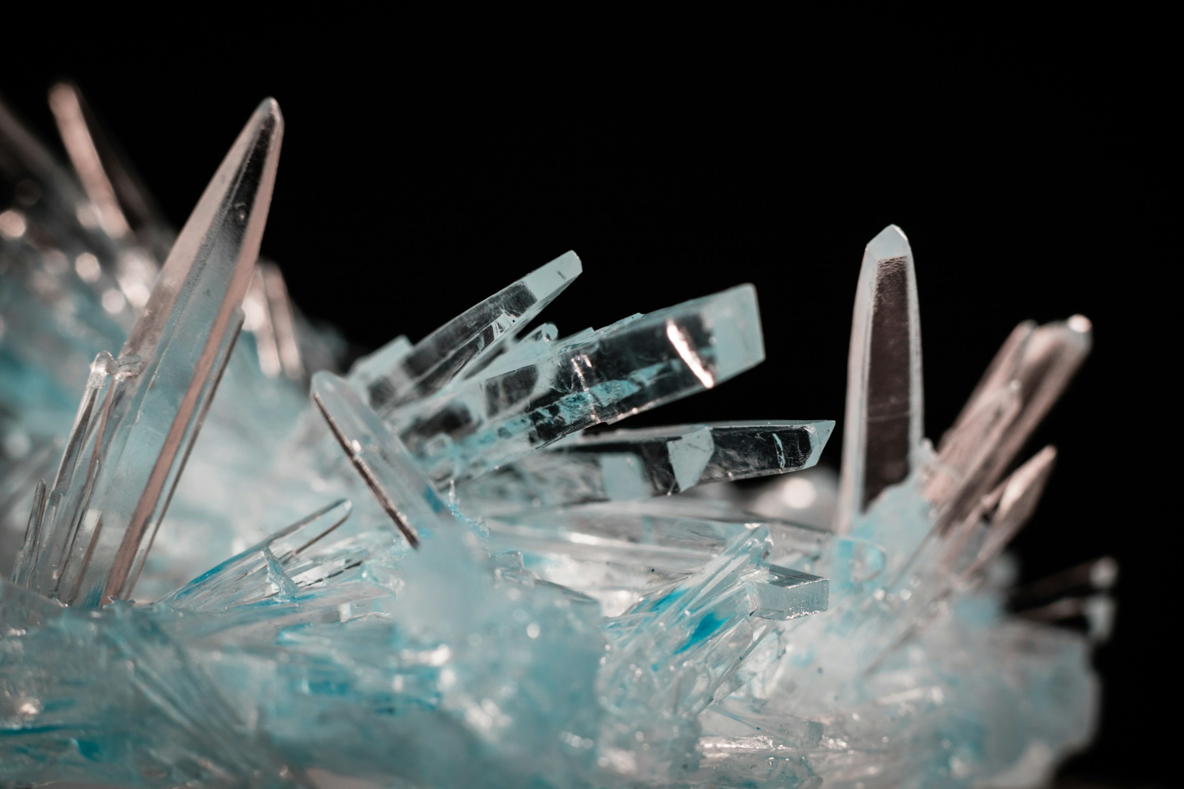 Clear crystal, dark background