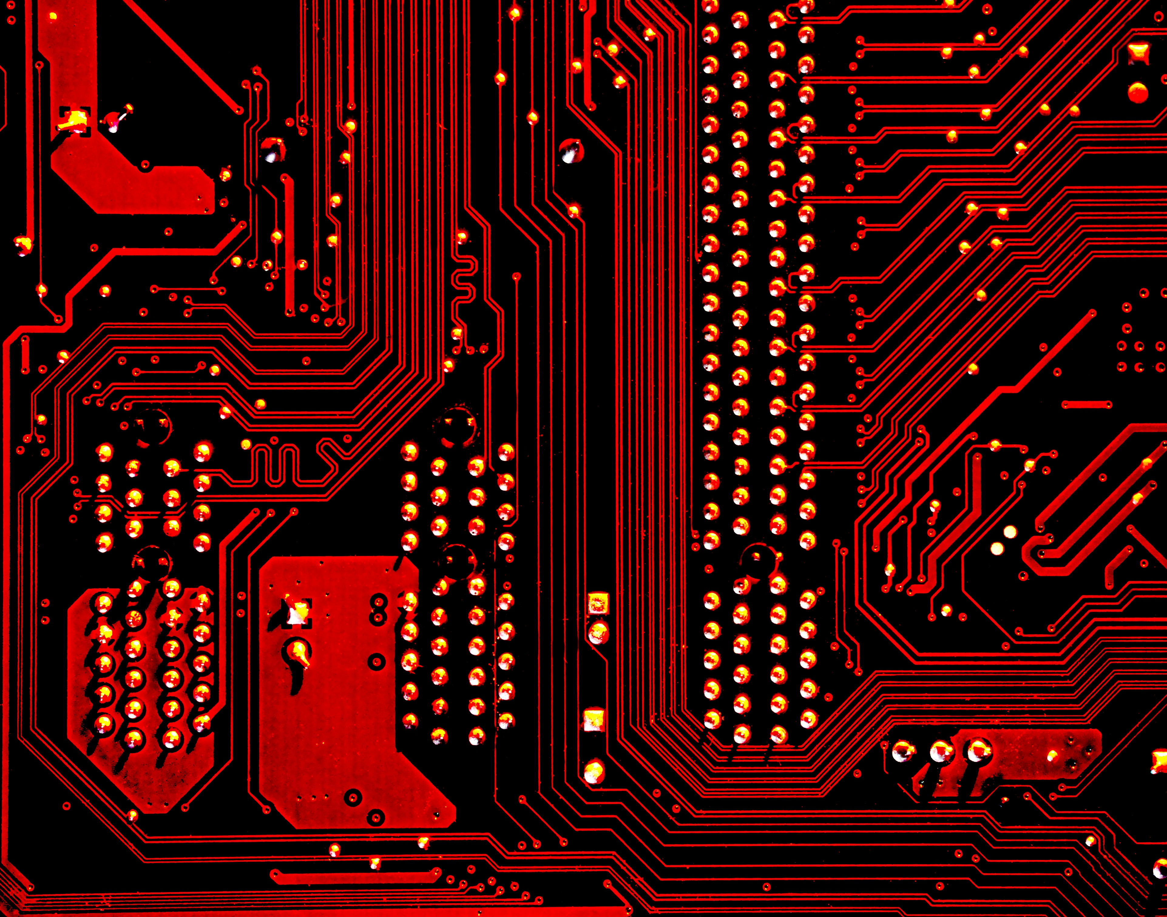 Computer circuit board, coloured red