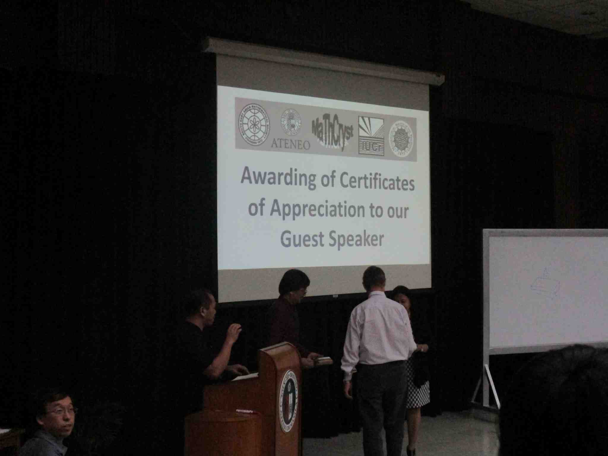 2017: Second Manila International Workshop on Mathematical Crystallography: Certificates