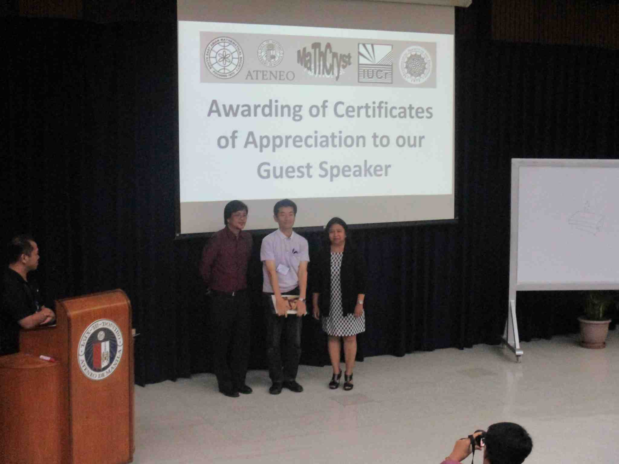 2017: Second Manila International Workshop on Mathematical Crystallography: Certificates