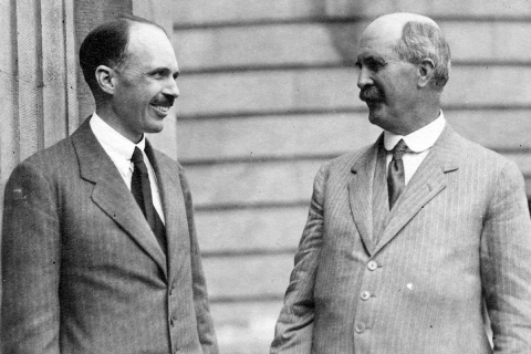 William Lawrence Bragg (left) and William Henry Bragg. Credit: Smithsonian Institution Archives.