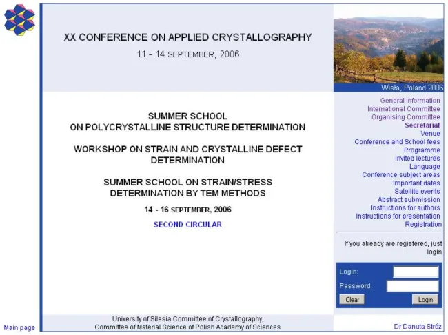 2006: XX Conference on Applied Crystallography: Website
